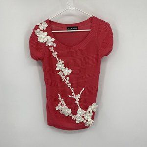 Azadeh Floral Texture Knit Sweater 1